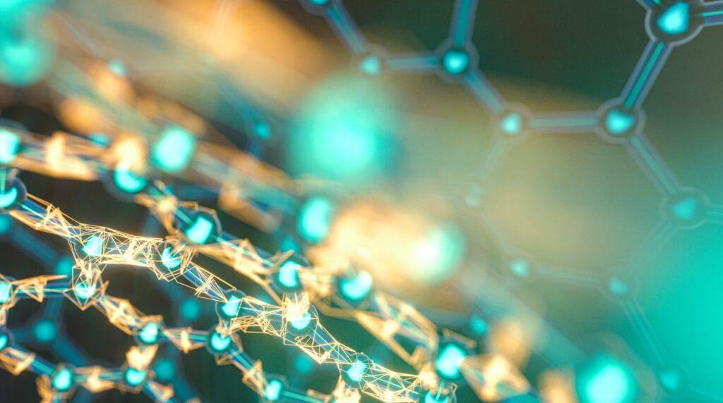 Cells and biological chain,molecules and abstract conception, 3d rendering.