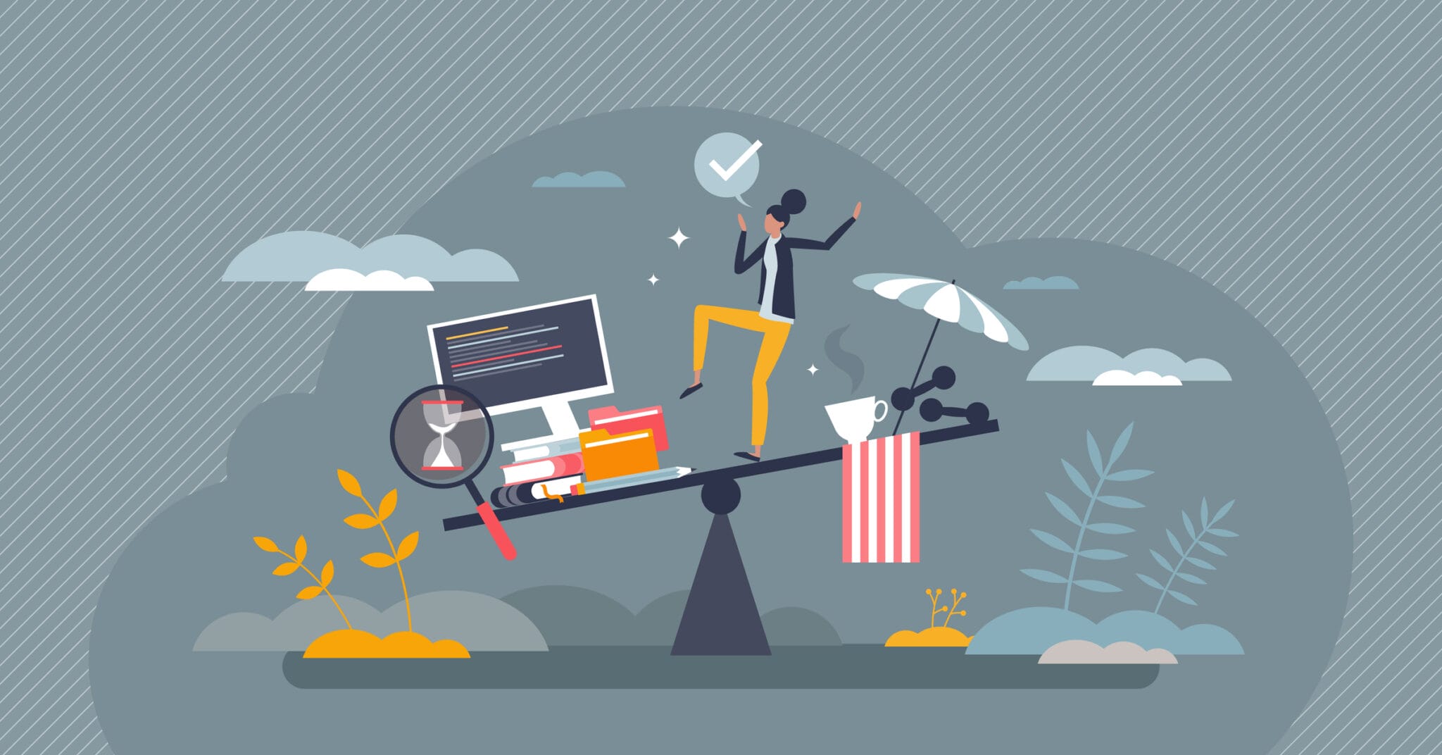 Effective time management, person concept illustration